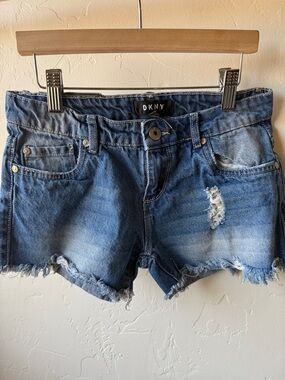 DKNY Blue Denim Distressed Girls S 12 Jean Shorts
